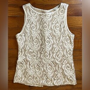 Banana Republic Ivory Floral Lace Sleeveless Top Womens 8 Great Condition